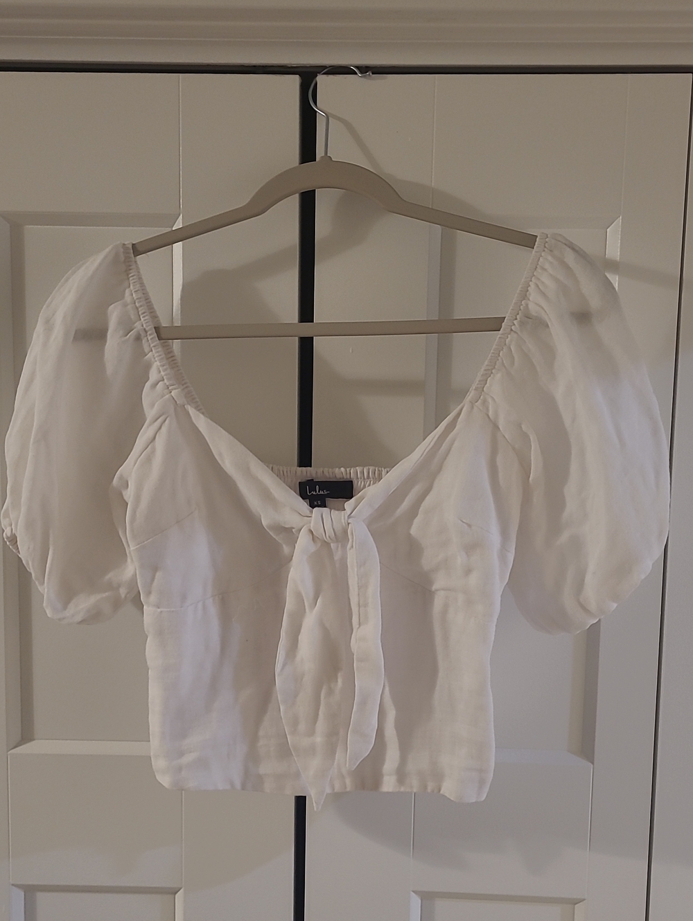 Lulu's White Puff Sleeve Tie-Front Camisole